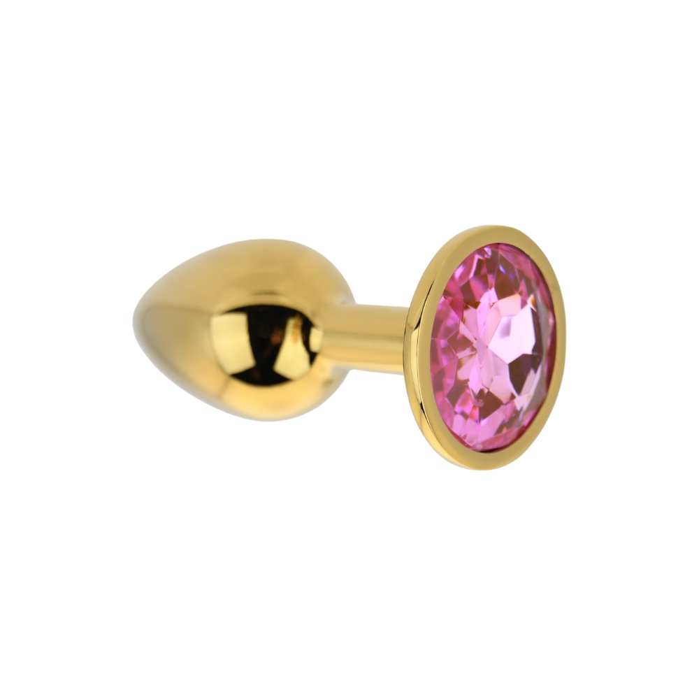 Toosh Gold Metal Butt Plug Small Pink Stone - Image 6