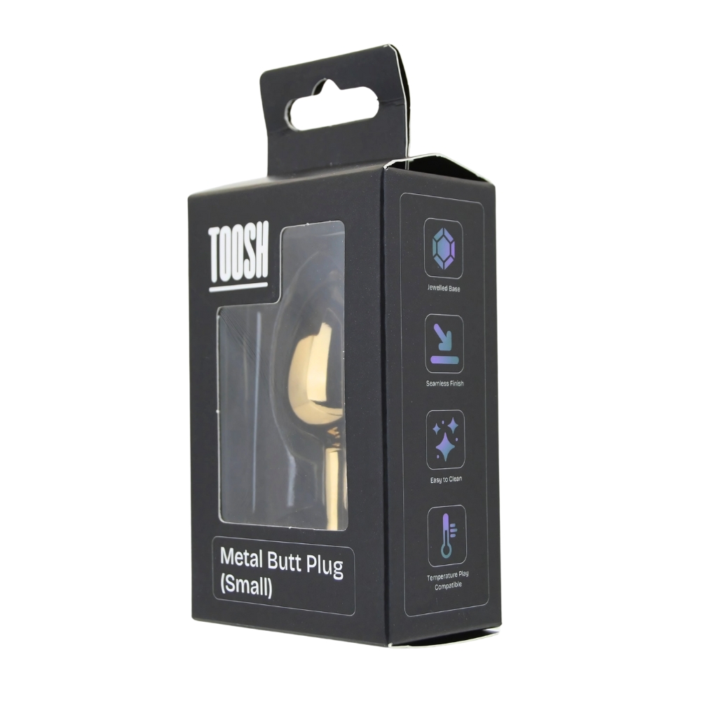 Toosh Gold Metal Butt Plug Small Pink Stone - Image 10