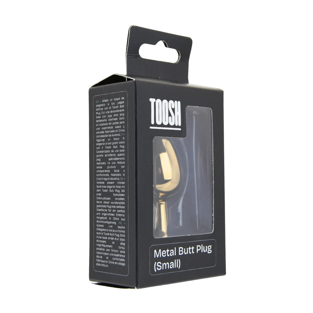 Toosh Gold Metal Butt Plug Small Pink Stone - Image 11
