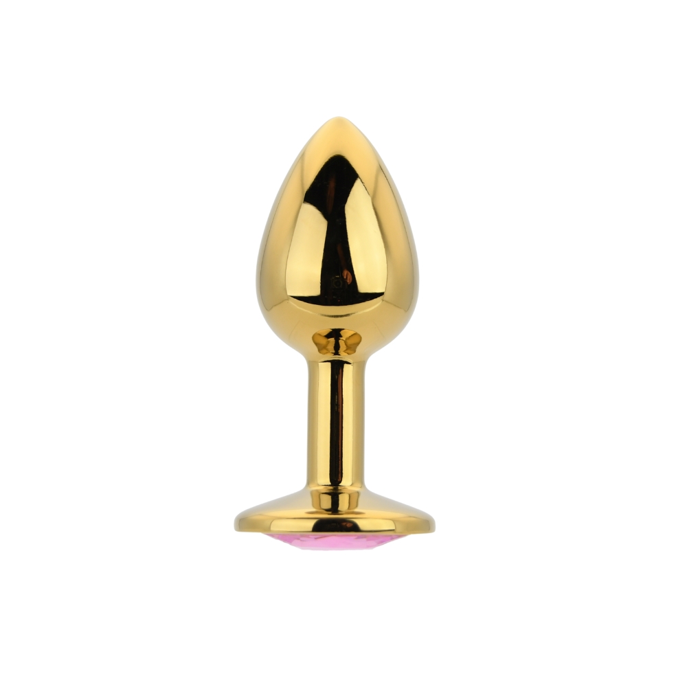 Toosh Gold Metal Butt Plug Small Pink Stone - Image 3