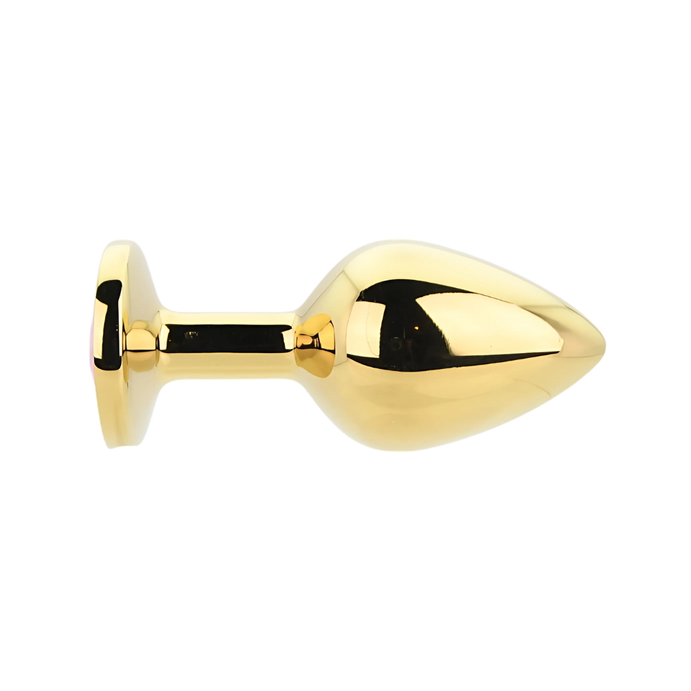 Toosh Gold Metal Butt Plug Medium Pink Stone - Image 4