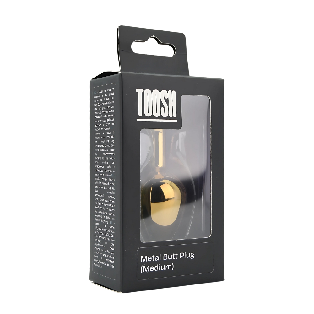 Toosh Gold Metal Butt Plug Medium Pink Stone - Image 10