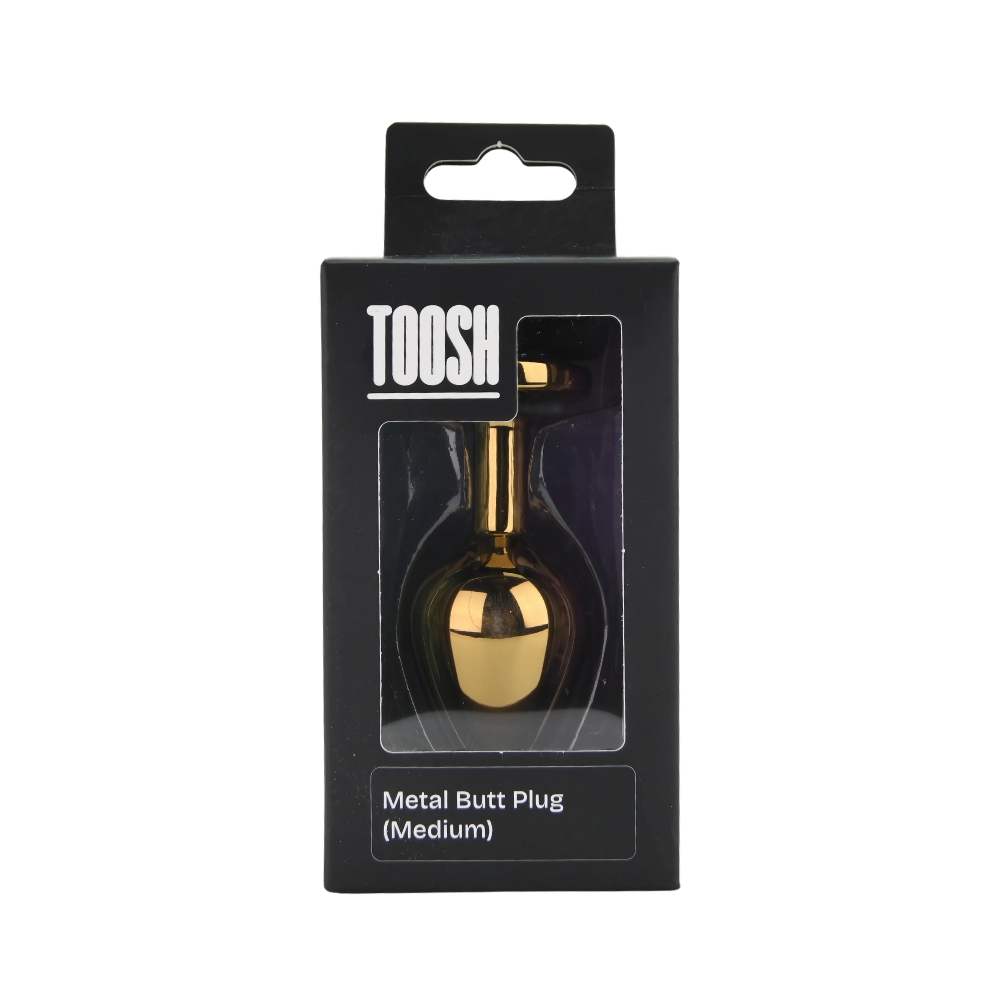 Toosh Gold Metal Butt Plug Medium Pink Stone - Image 9