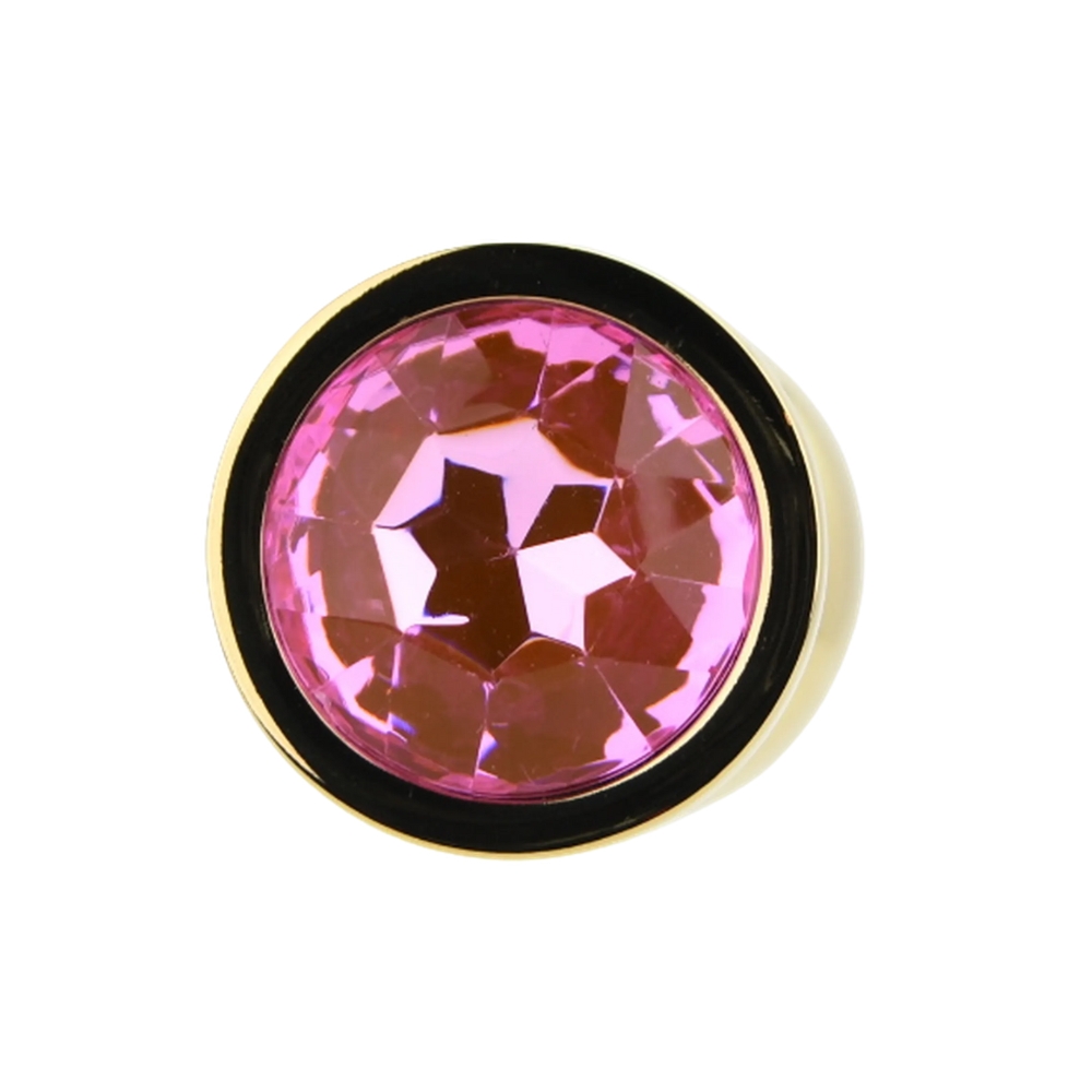 Toosh Gold Metal Butt Plug Medium Pink Stone - Image 8