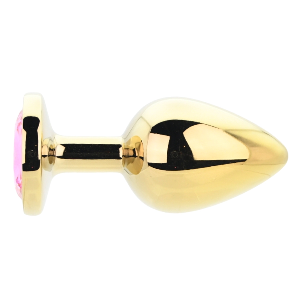 Toosh Gold Metal Butt Plug Large Pink Stone - Image 4