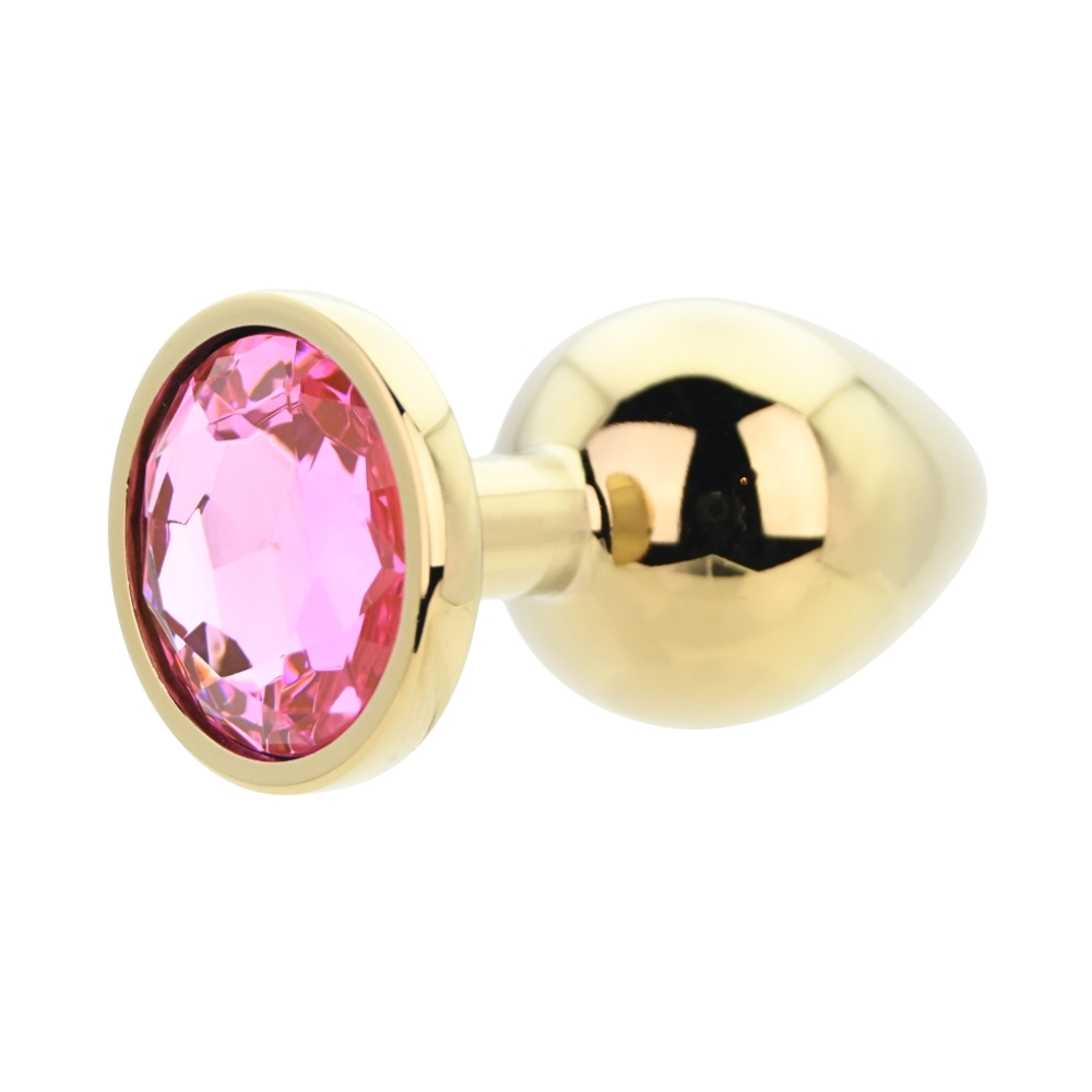 Toosh Gold Metal Butt Plug Large Pink Stone - Image 5