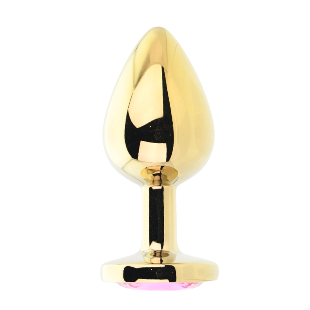 Toosh Gold Metal Butt Plug Large Pink Stone - Image 3