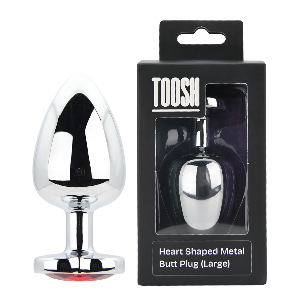 Toosh Heart Shaped Silver with Red Stone Large