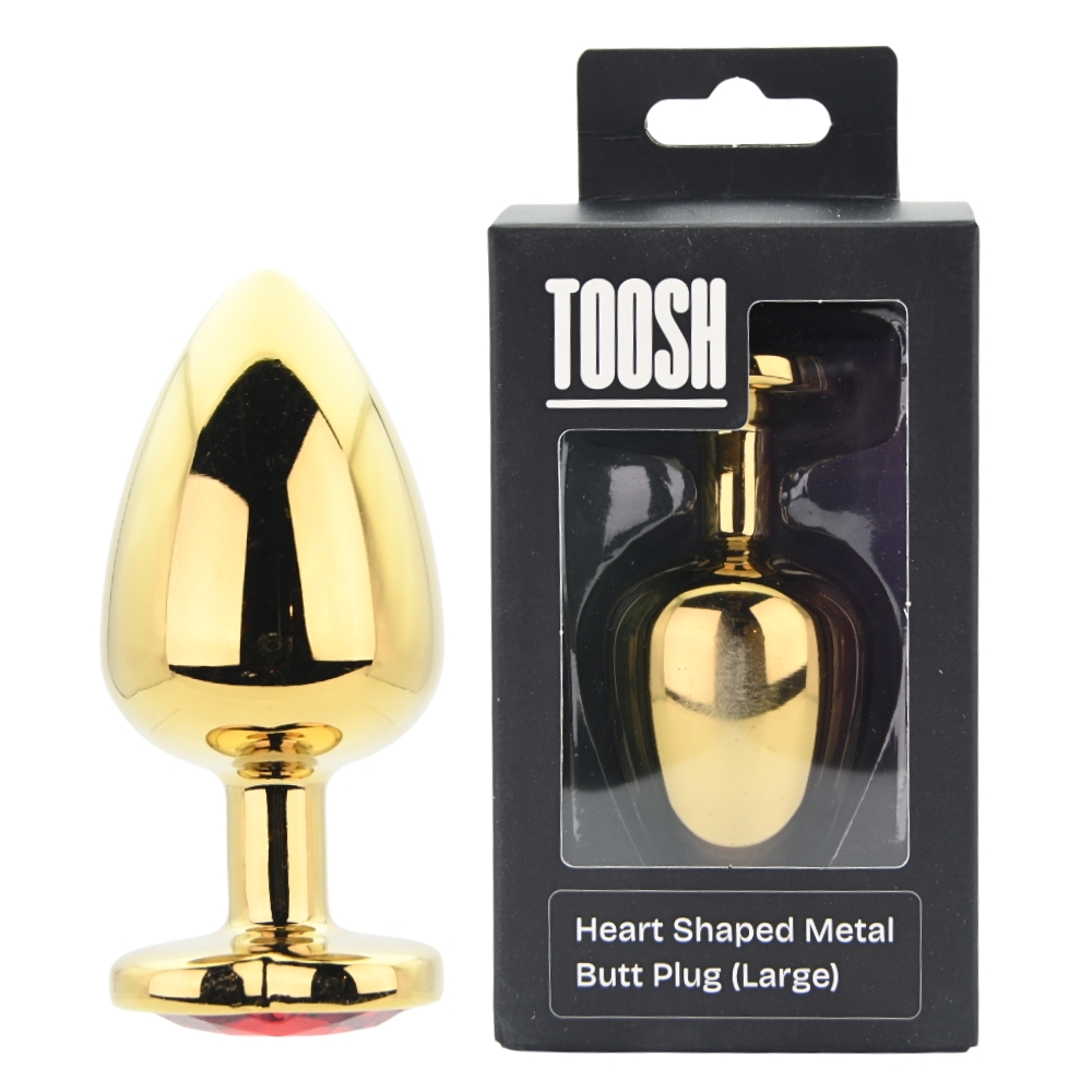 Toosh Heart Shaped Gold with Red Stone Large