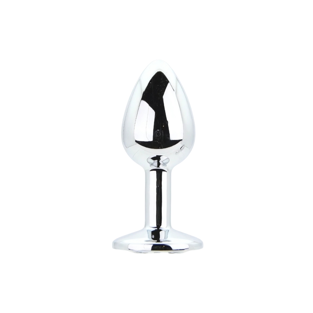 Toosh Metal Butt Plug Silver Set of 3 Clear Stone - Image 9