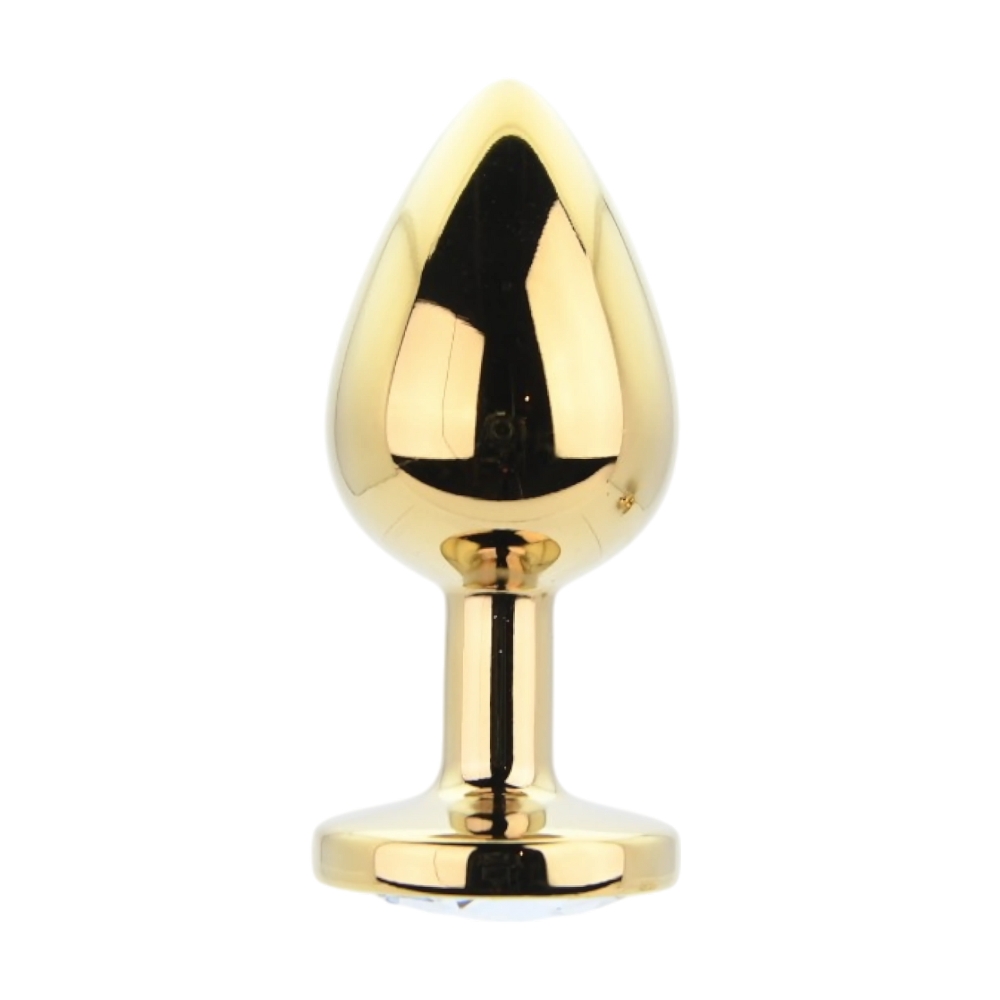 Toosh Metal Butt Plug Gold Set of 3 Clear Stone - Image 5