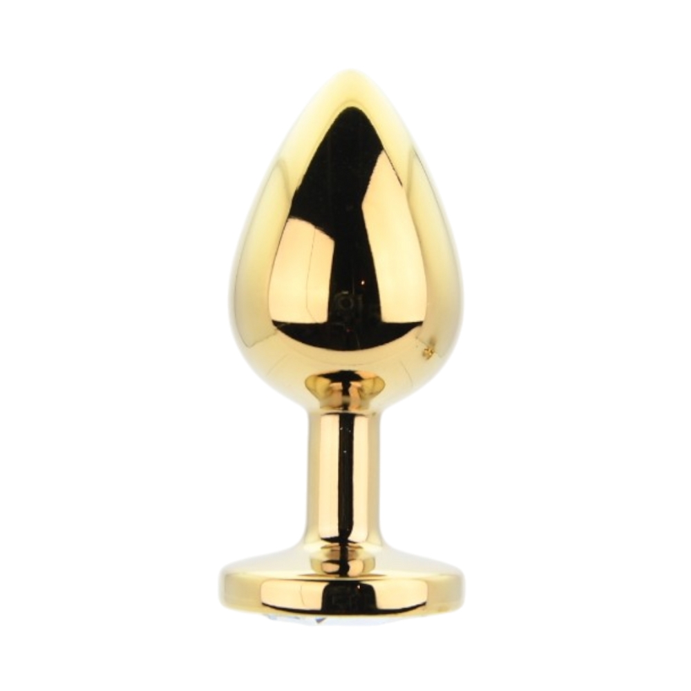 Toosh Metal Butt Plug Gold Set of 3 Clear Stone - Image 6