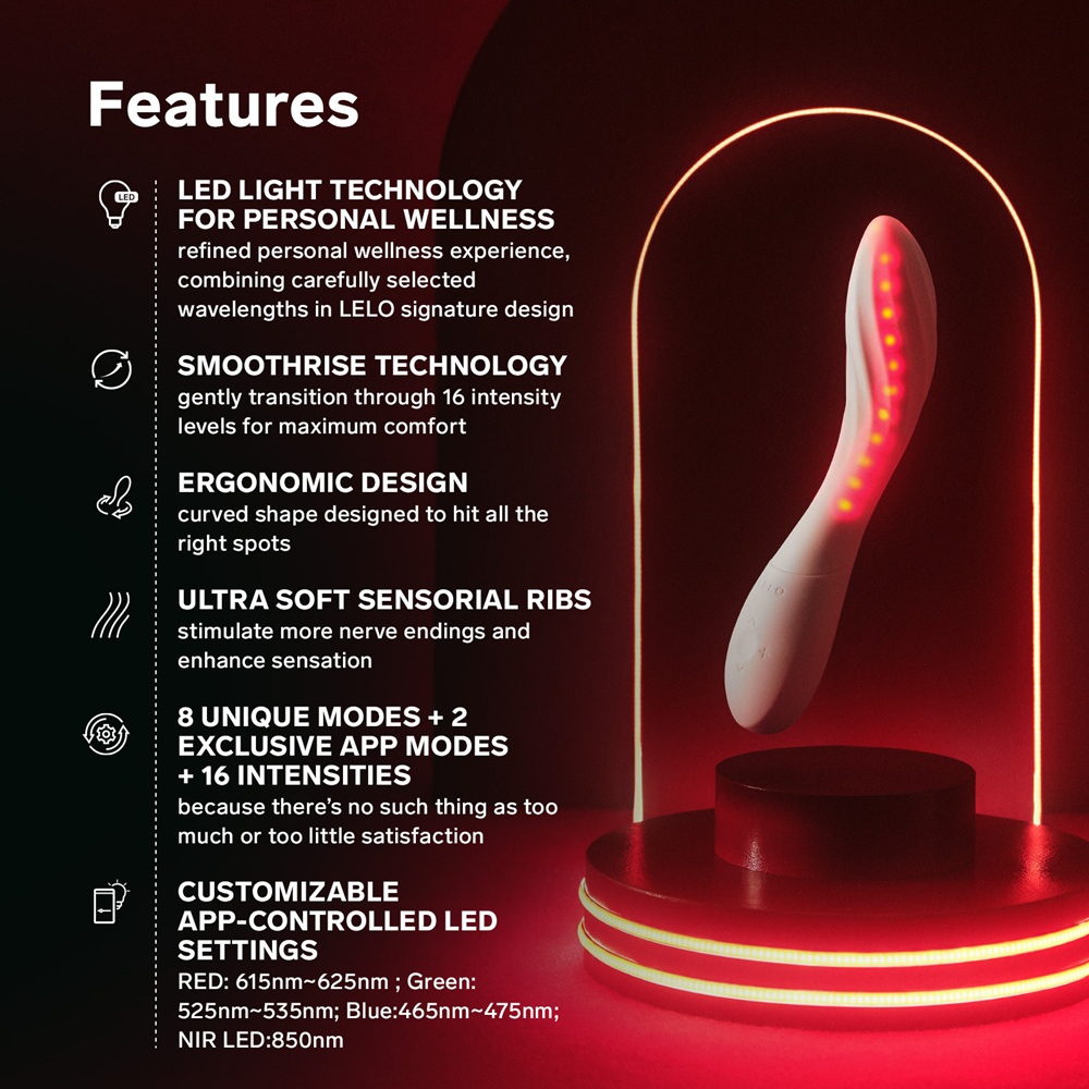 LELO Mona Spectra Red LED Light G-Spot Vibrator - Image 12
